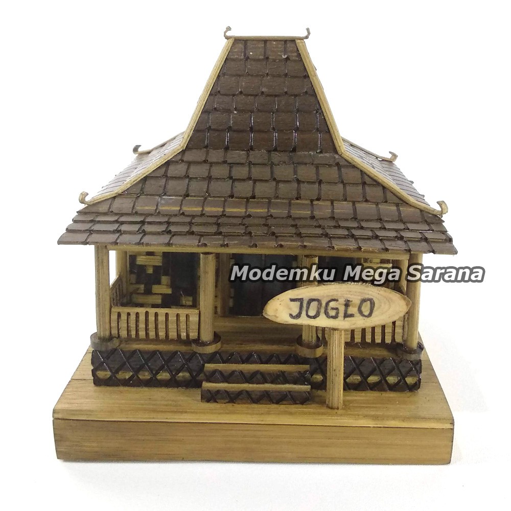 Miniatur Rumah Adat Jawa Tengah / Joglo dari bambu - 12x15x10 cm
