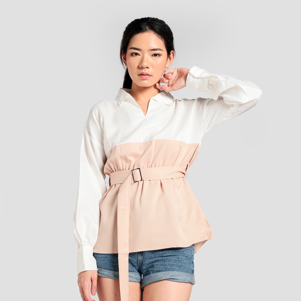 Blus Lengan panjang Gaya Korea Variasi krah kemeja model terbaru - XSHOP Earth