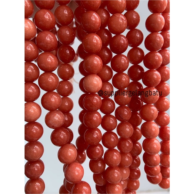 bahan batu Manigajah 12mm oren natural polish corak retak orange akik