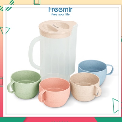 Teko teh kopi  plastik dengan 4 cangkir / Set Teko Gelas