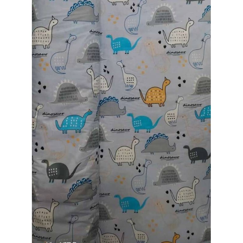 Kain Sprei Bahan Esra Motif Blue Dino 1 meter