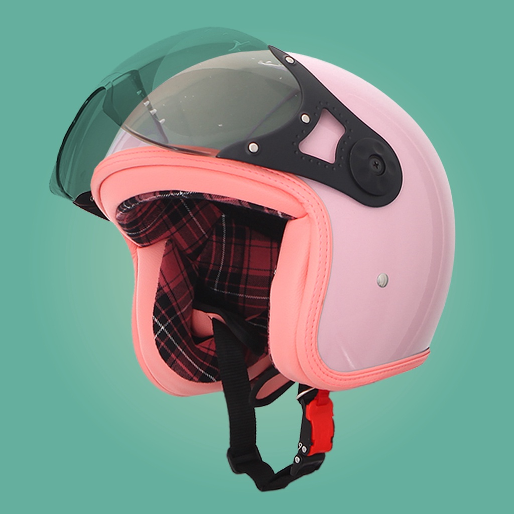 RIMC Helm retro wanita half face SNI sada rosa NEW FLANEL Pastel PINK KACA PILOT