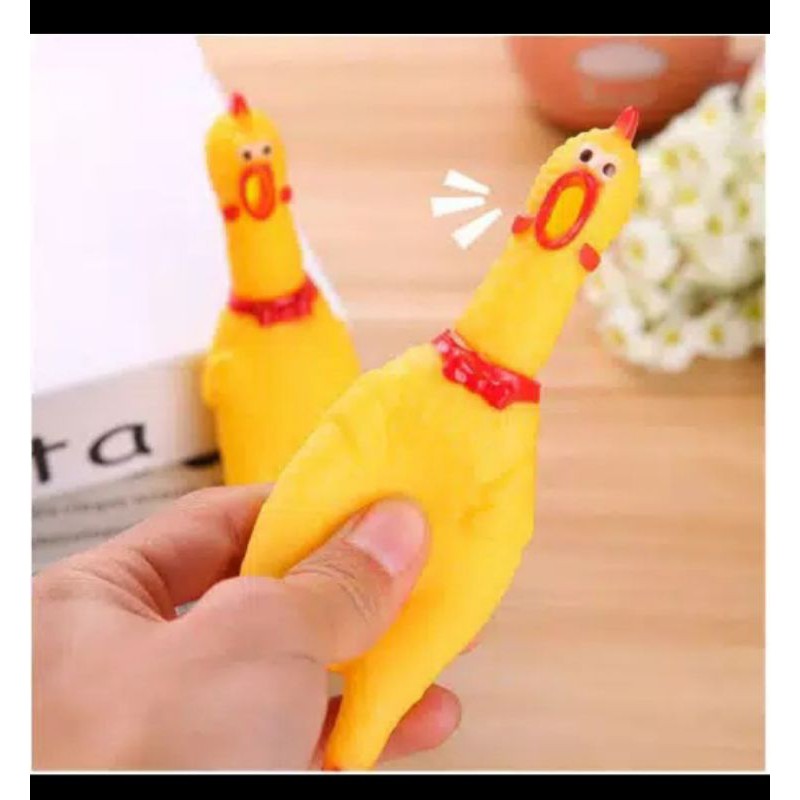 Laristerus79 Mainan AYAM TERIAK pencet bersuara bunyi karet shrilling screaming chicken toys kucing