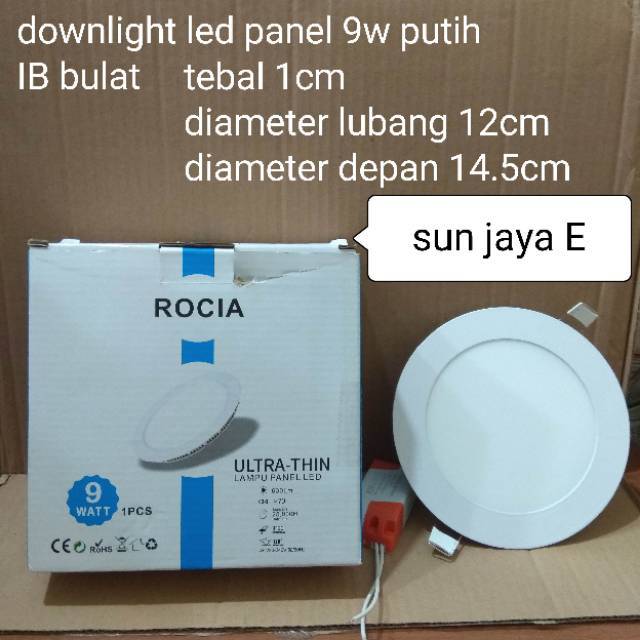 downlight led panel Rocia 9watt putih IB bulat