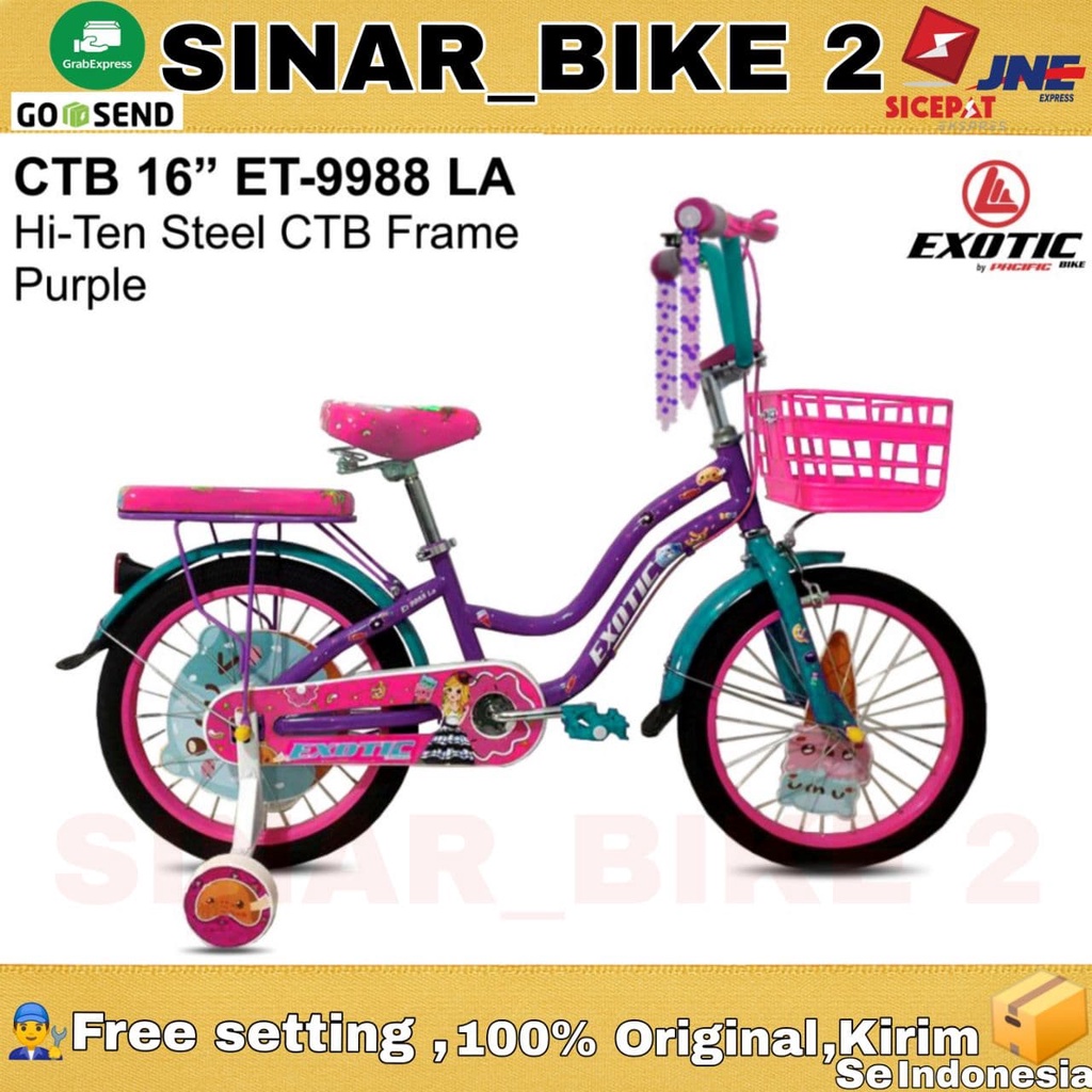 Sepeda Anak Perempuan Exotic CTB ET - 9988 LA 16 18 &amp; 20 Inch Keranjang