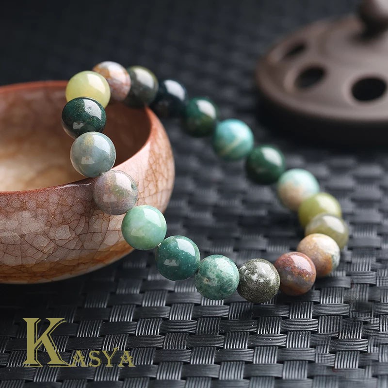 Gelang Pria Wanita Batu Natural Indiana Agate Yoga Meditasi Original Stone