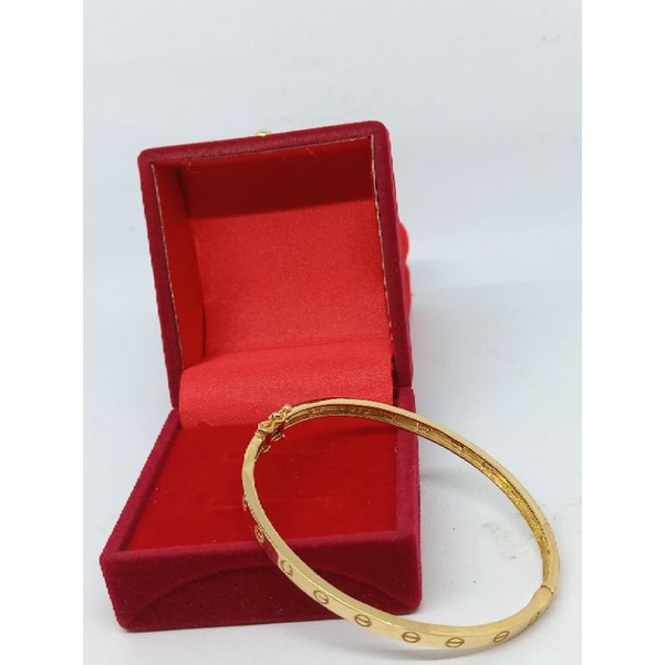 GELANG PERAK ASLI SILVER 925 LAPIS EMAS/GELANG BANGLE CART*ER POLOS/GELANG ASLI SILVER 925/FASHION WANITA