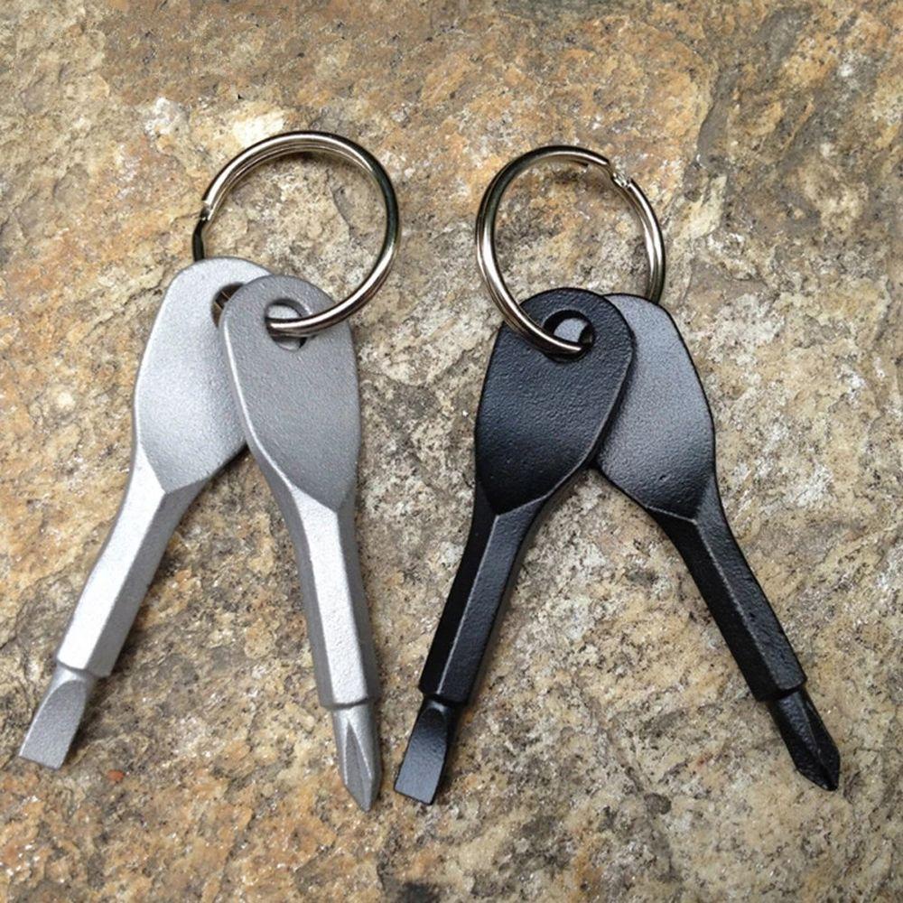 [Elegan] Obeng Gantungan Kunci Multifungsi Camp Portable Presisi Cor Mini Gadget Stainless Steel Pocket Repair Tool Bentuk Kunci Obeng