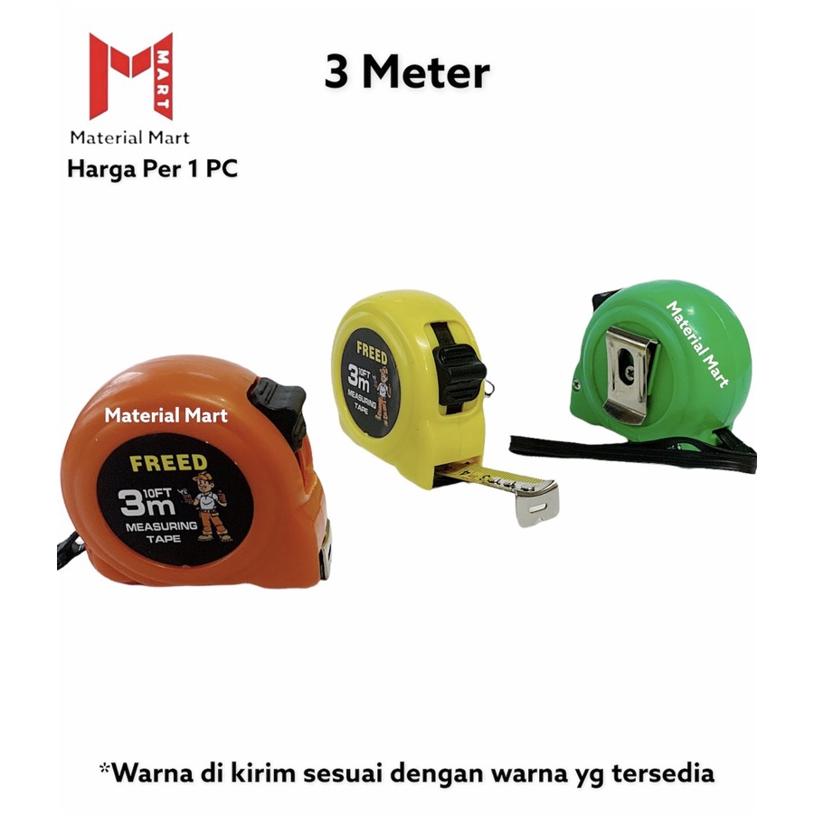 Meteran 3M ABS Murah | Alat Ukur 3 Meter Warna | Meteran 3 M | 3Meter | Material Mart