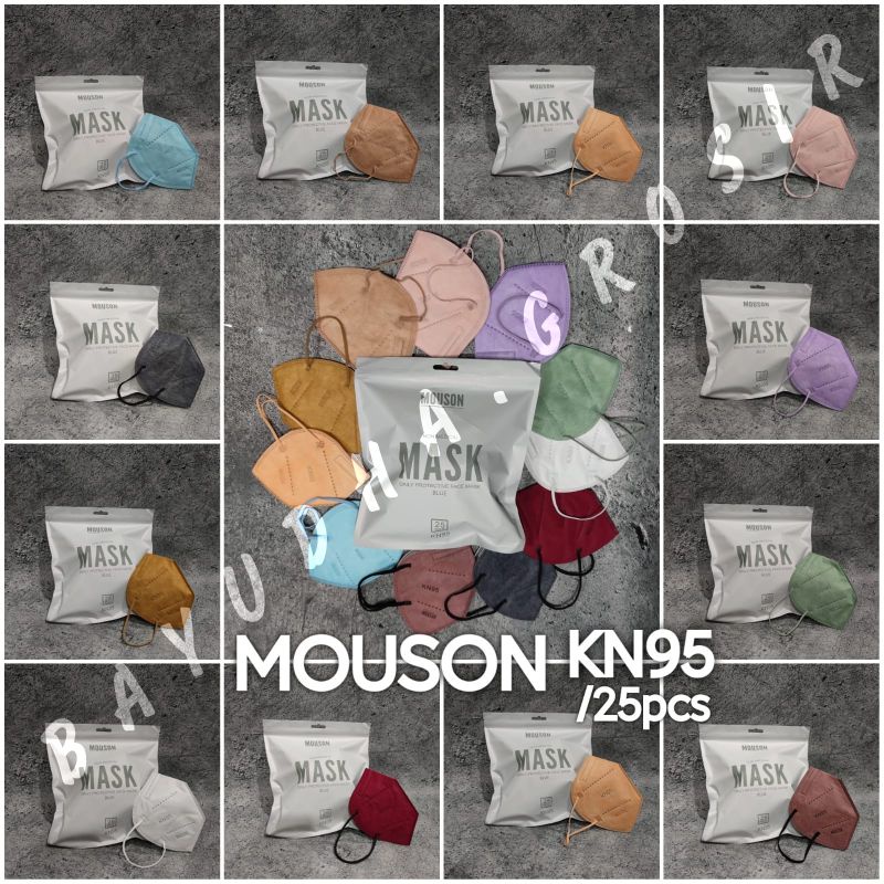 MOUSON KN95 25PC - MASKER KN95 5PLY MOUSON EMBOS WARNA WARNI & MIX