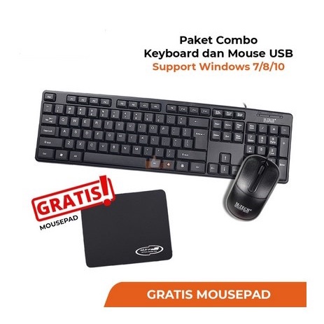 itstore Keyboard Komputer PC Combo Keyboard Mouse USB Free Mousepad