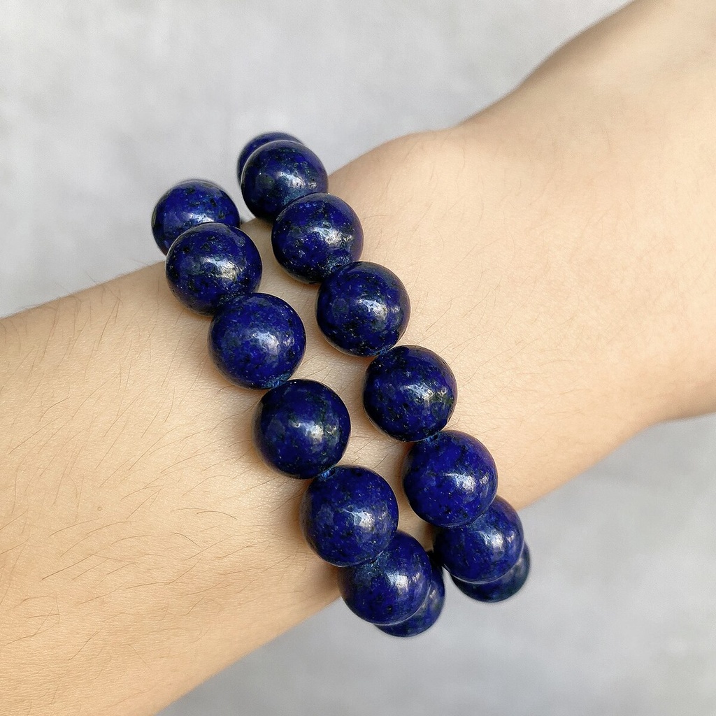 Manik-manik Batu Alam Lapis Lazuli Bulat Longgar Ukuran 15 &quot;4 / 6 / 8 / 10 / 12mm Untuk Membuat Perhiasan Anting Gelang