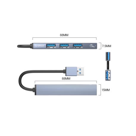 Usb 3.0 hub orico 4 port 3.0 2.0 mini 5Gbps 480Mbps for pc cpu laptop ah-a13 aha13 - Terminal usb3.0 4 slot