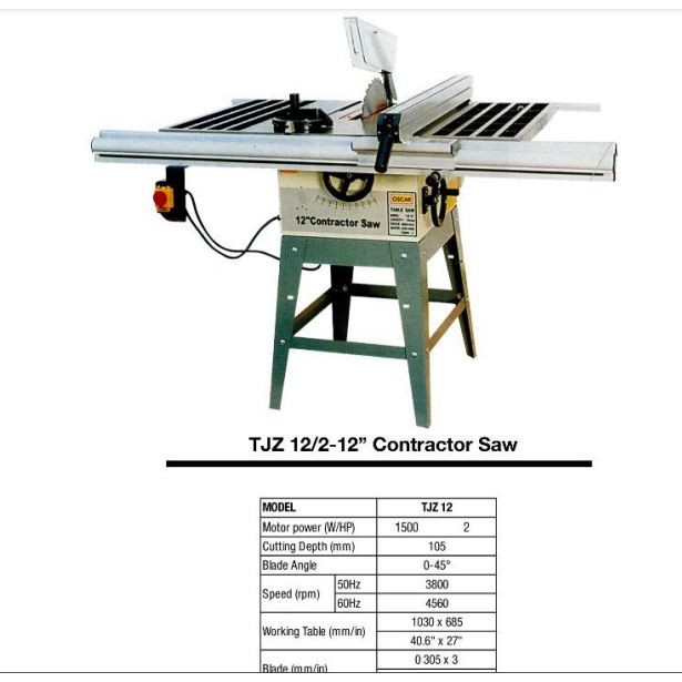 OSCAR TJZ 12/2 12&quot; / Table Saw Oscar 12inch / Meja Potong Gergaji Kayu