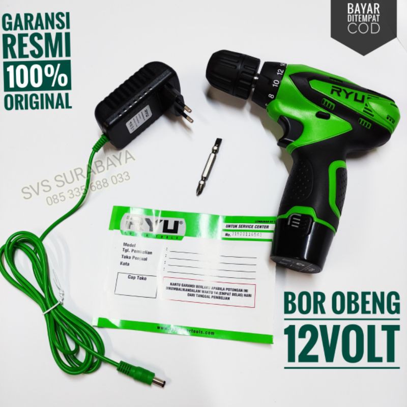 Bor batre ryu 12volt RCD12V-1 cordless drill bor obeng tanpa kabel