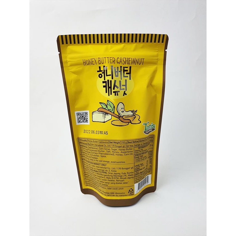 TOM HONEY BUTTER CASHEWNUT 210GR TOMS FARM KOREA  SNACK CEMILAN