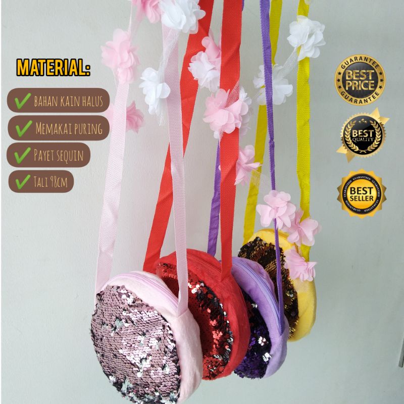 Tas selempang anak | Tas anak | Tas payet seqguin | tas sequin |