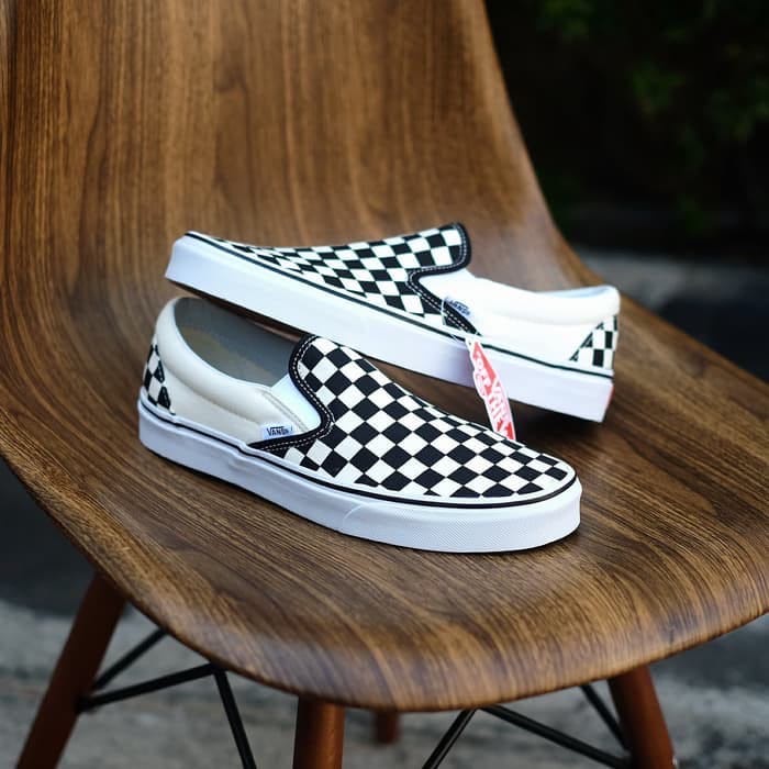 Sepatu Vans Slip On Mono OG Checkerboard Black White PREMIUM BNIB