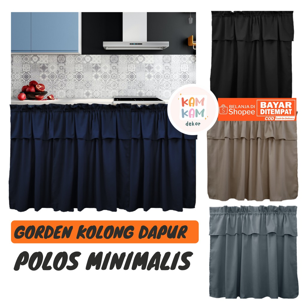 Gorden Kolong Dapur Polos Hitam / Hordeng Kolong Dapur Minimalis Modern Abu