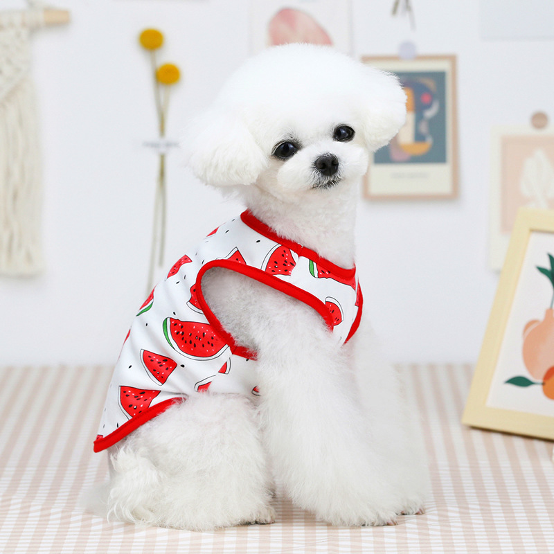 ★〓YUFeiPet〓★ Pet Dog Summer New Clothing Cute Thin Five-color Fruit Vest Casual Unisex Dogs Poodle Pug Dress Vest Shirt Dog Clothing T-shirt