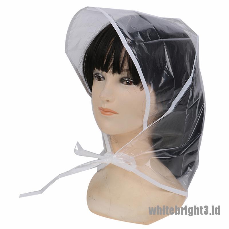 ❤White3 Warna Putih❤ 1pc Topi Bonnet Pelindung Rambut Dari Hujan Bahan Plastik Untuk Wanita