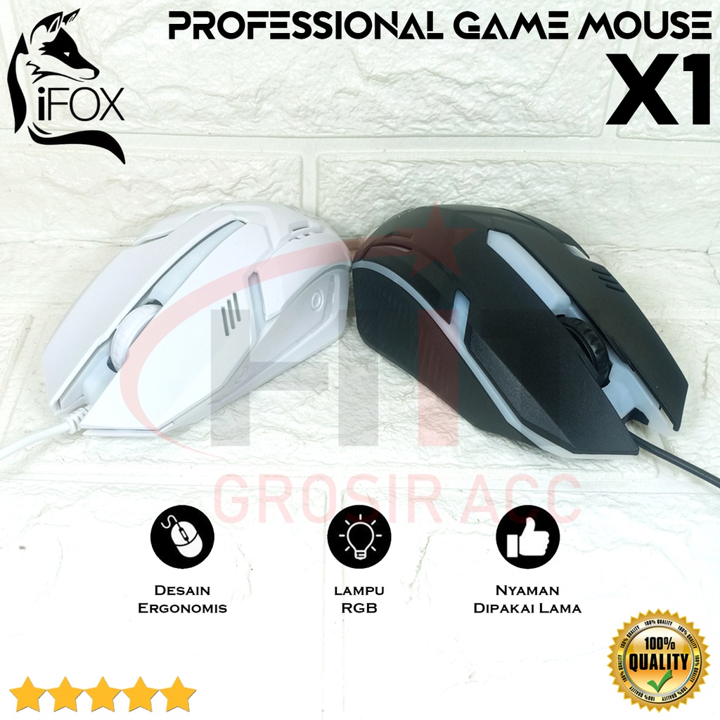 Mouse Kabel Gaming X1 IFOX LED Cable Mouse Game RGB Colorful 7 LED