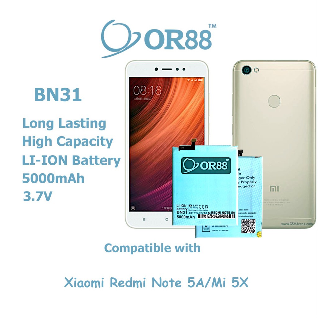 (P) Baterai batre battery Xiaomi Redmi Note 5A / Mi 5X / BN31 double power/IC OR 88