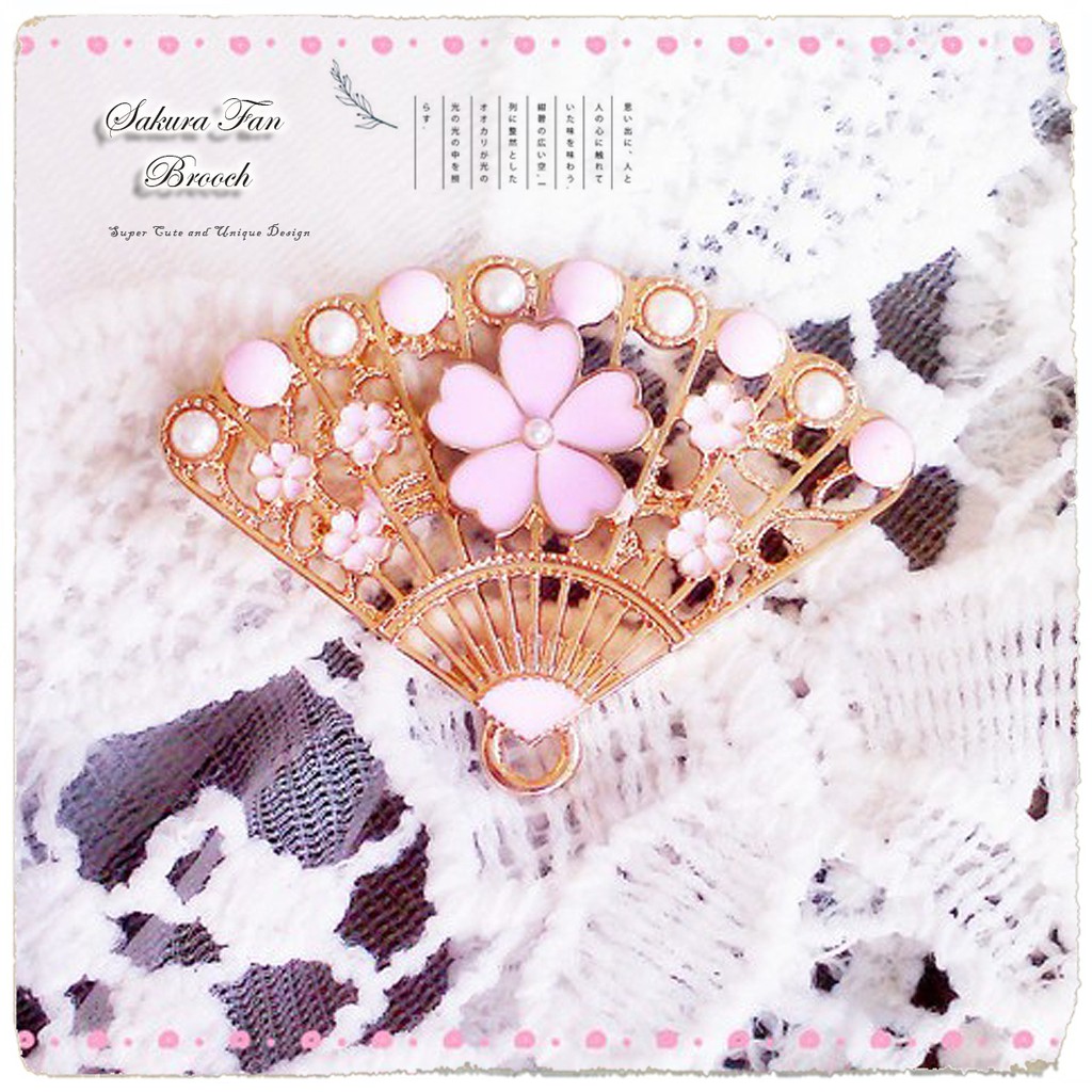 ACC3085PK - Bros Pin Sakura Kipas Jepang Korea Japanese Fan Flower