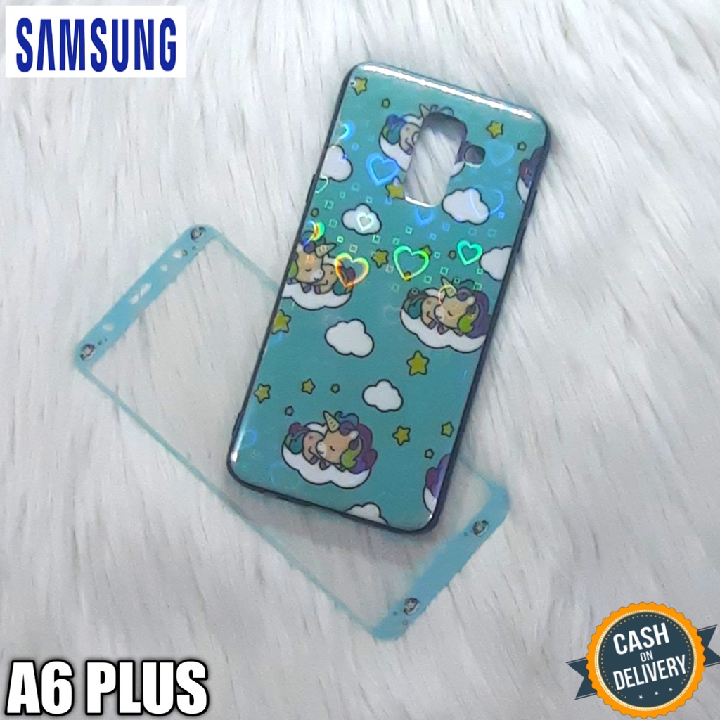 Softcase Samsung A6 PLUS Case+Temper glass Jelly Glossy