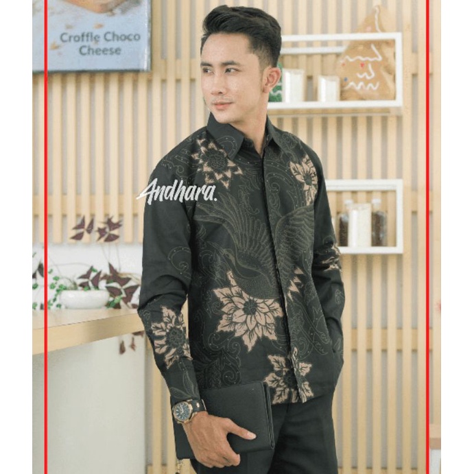 Kemeja Baju Batik Pria Cowok Lengan Panjang Modern Jumbo Slimfit Kasual Premium MLIWIS1