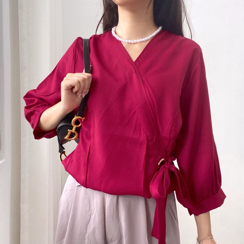 KALILA Blouse Multiways / Atasan Wanita Modern V-Neck / Blouse Pita Pinggang Karet 0370