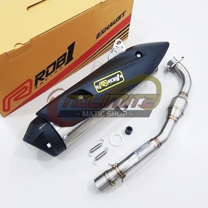 Knalpot Standar Racing Power Boom ROB1 End Cup V Carbon New Yamaha NMAX 2020 Aerox 155 Connected