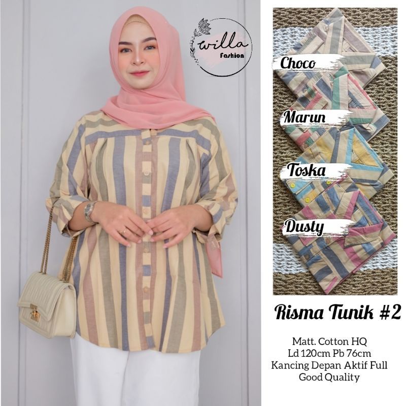 ulia set / setelan rayon ori naura / Risma tunik / Blouse salur / atasan salur / atasan katun / blou