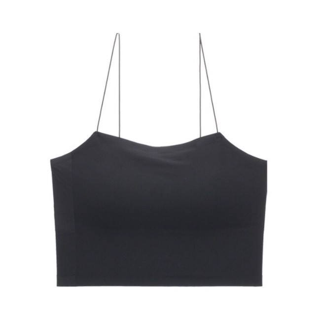 Tanktop korea seamless spaghetti strap tank top dalaman wanita pakaian perempuan bralette bra bh-Hitam