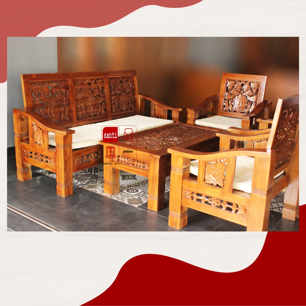 Sofa Jati Airlangga Minimalis 3111 + Meja SALE