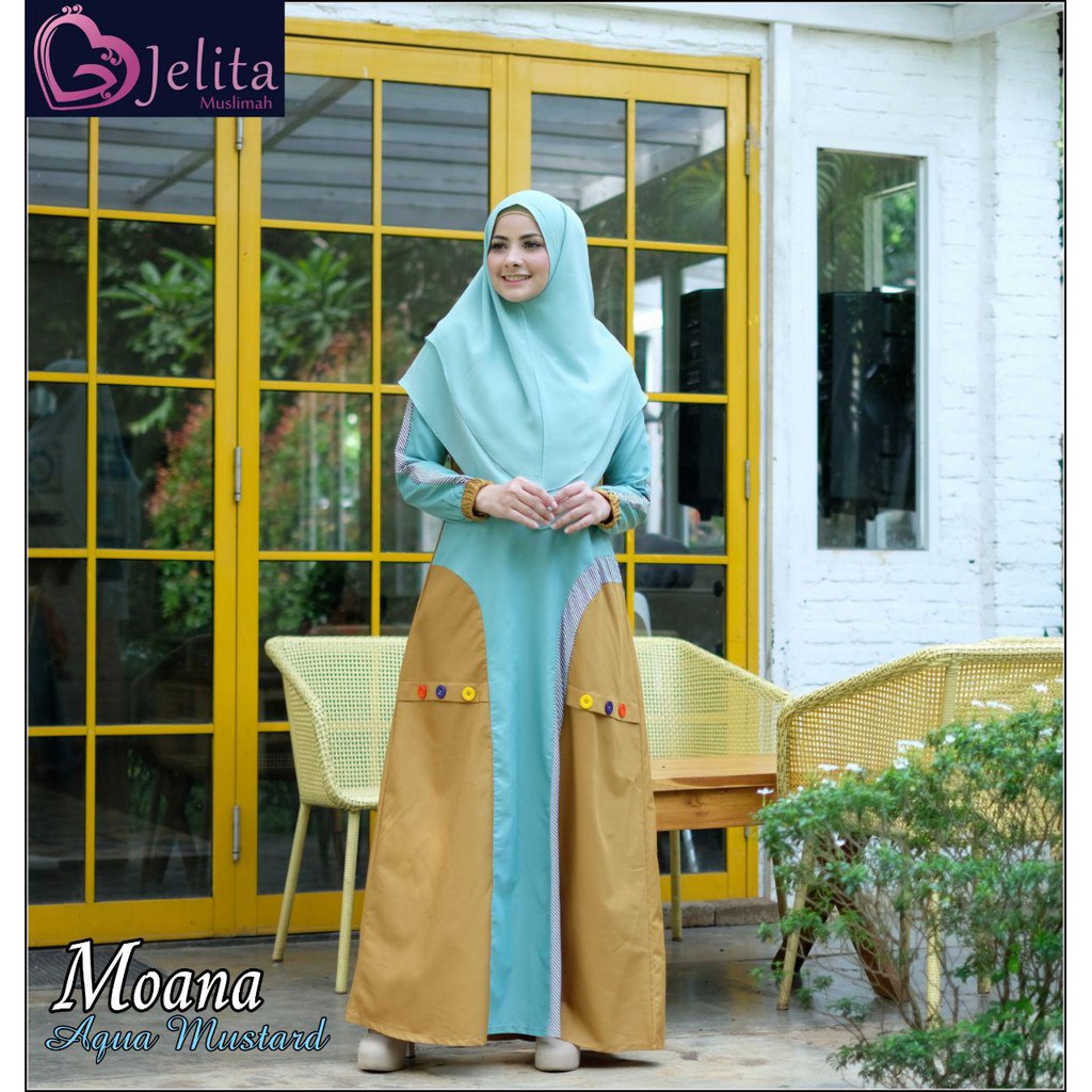 MOANA DRESS JELGANT GAMIS SYARI SET FASHION MUSLIM