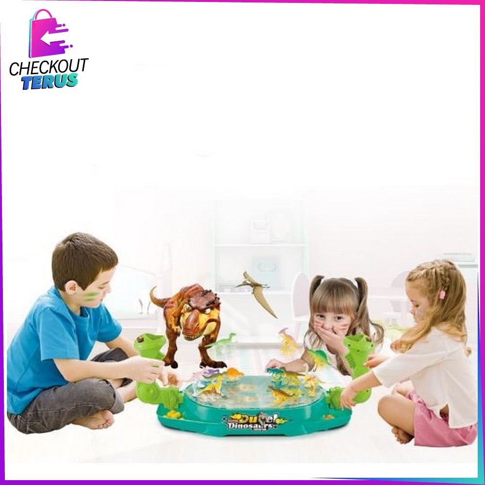 CT M285 Maenan Dino Battle Games Anak Laki Laki Perempuan Mainan Dinosaurus Duel Games Tembak Bola Dinosaur Board Game