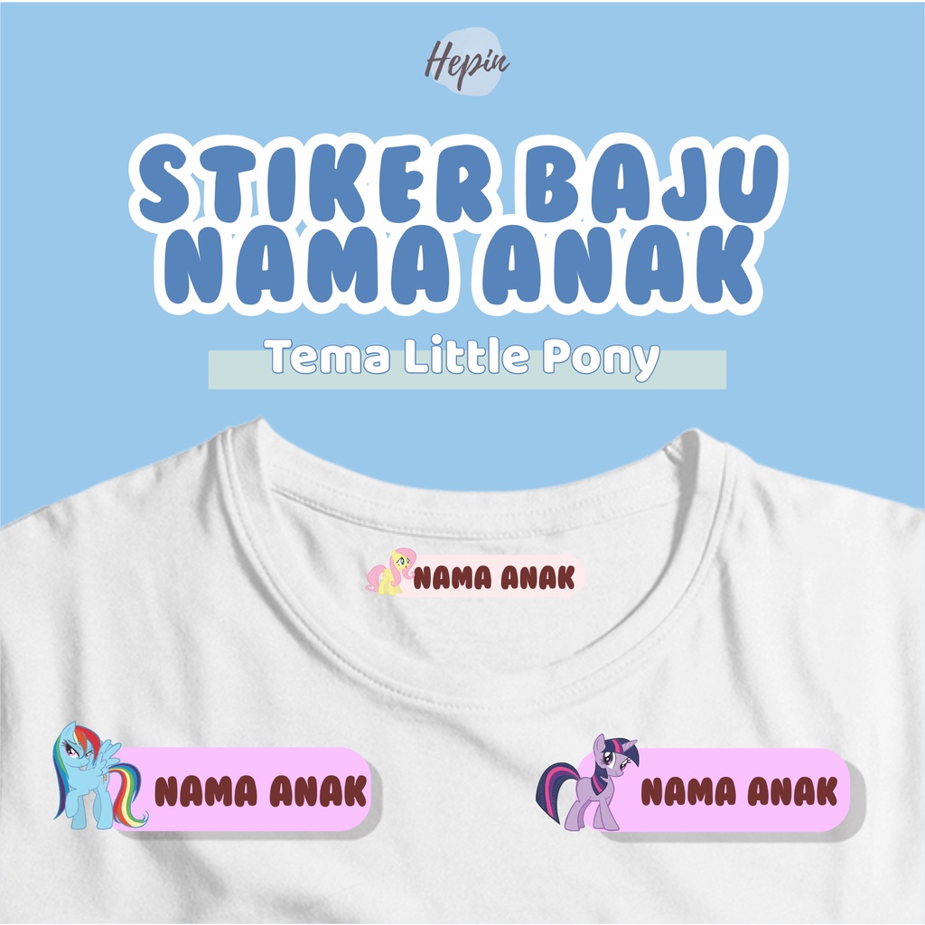 

(30-40pcs)murah printing DTF/Stiker Kain Label Baju Nama Anak tema LITTLE PONY / Sablon Setrika Name /Label Sticker Iron on sticker a/ Kain