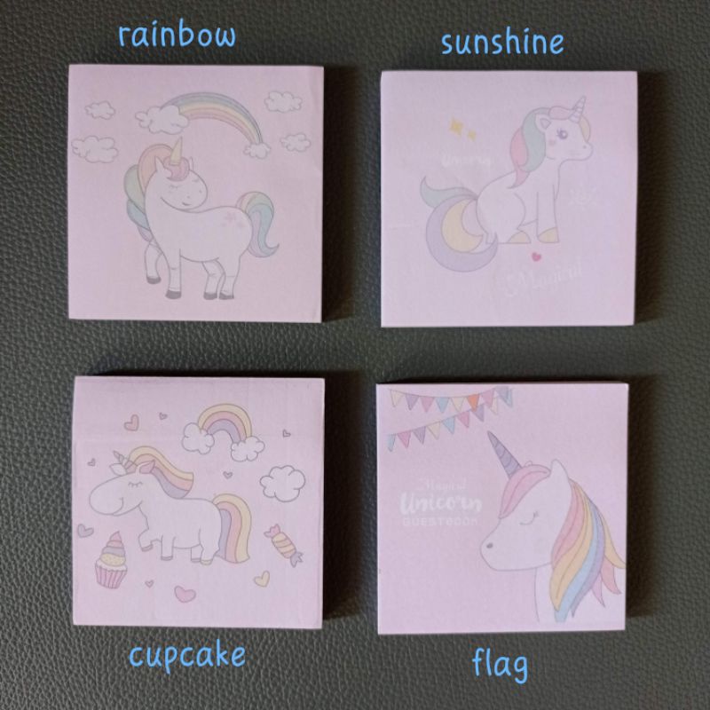 

Memo Mini / Sticky Notes Kotak motif Unicorn