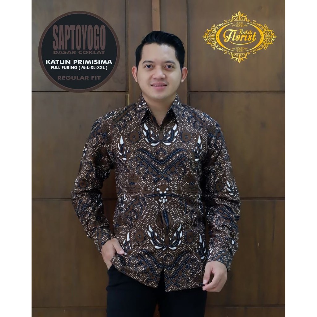 BATIK HITAM COKLAT S M L XL XXL BAJU kemeja batik pria lengan panjang pendek PREMIUM BSO OFFICIAL