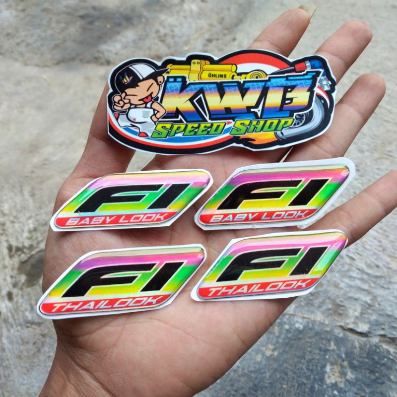 Sticker emblem fi rainbow babylook thailook hologram timbul