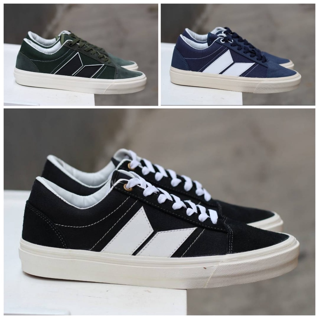 Sepatu Macbeth Black White Army Green Navy Men Sneakers Pria