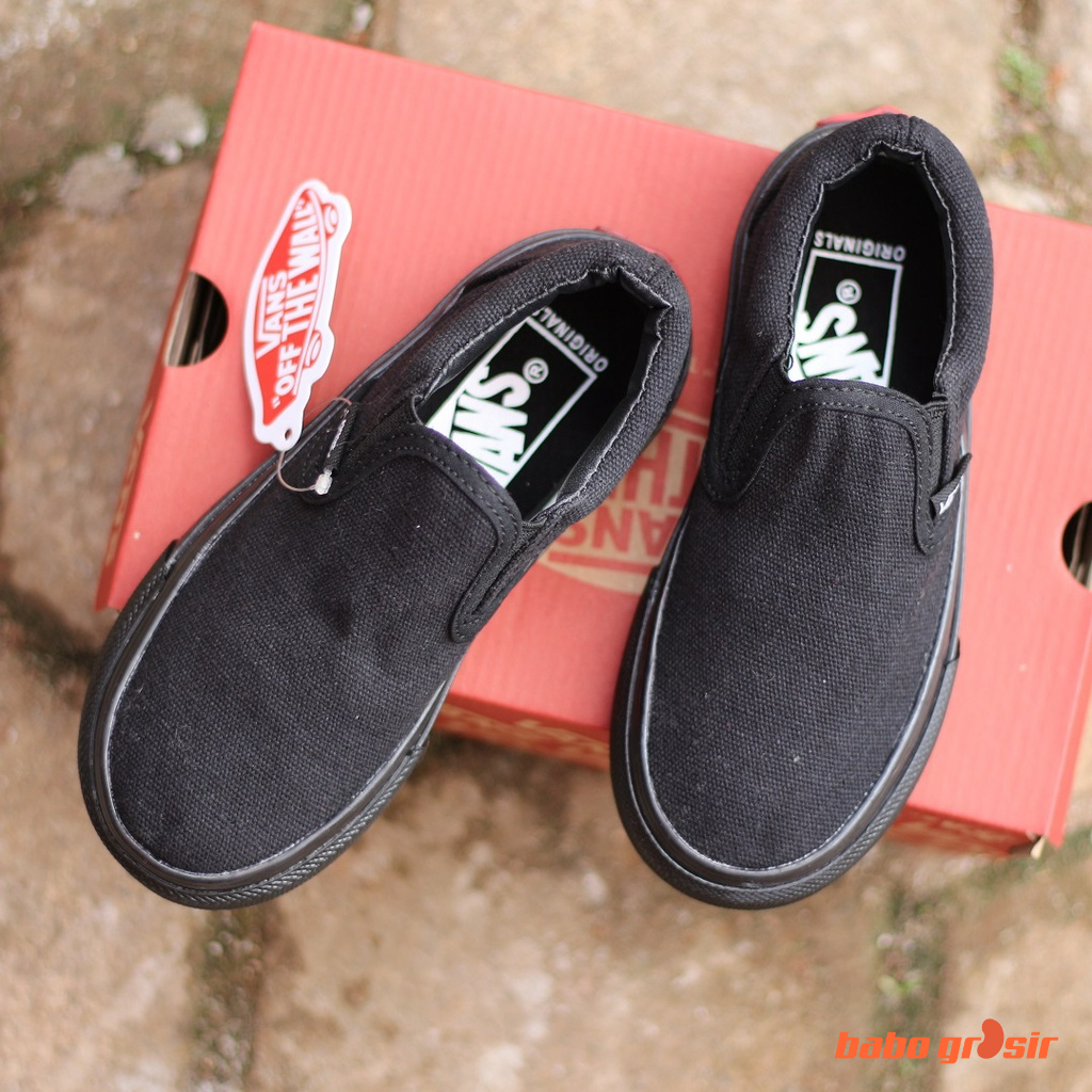 PROMO BEST QUALITY Sepatu Anak Vans Slip On KIDS All Black, Tapak Gum Outsole Anti Slip, Import Premium