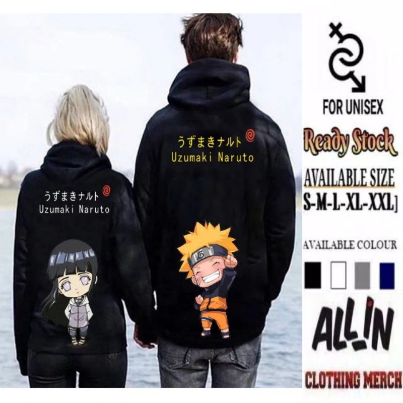 HOODIE JUMPER ANIME NARUTO COUPLE NARUTO UZUMAKI CLAN PREMIUM QUALITY SABLON