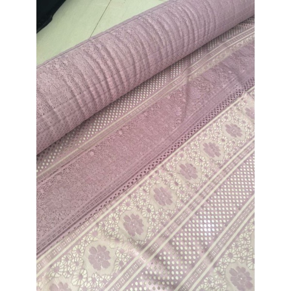 Bahan Kain Brokat Lace Vintage Royal Motif Bunga Warna Dusty Purple