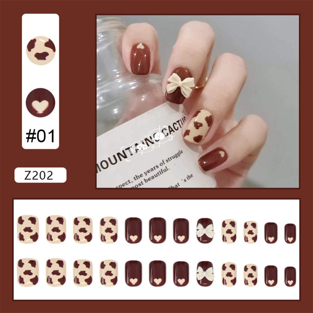 Timekey 24pcs / set Kuku Palsu Bisa Dilepas Untuk Aksesoris Nail Art / Manicure A8K6