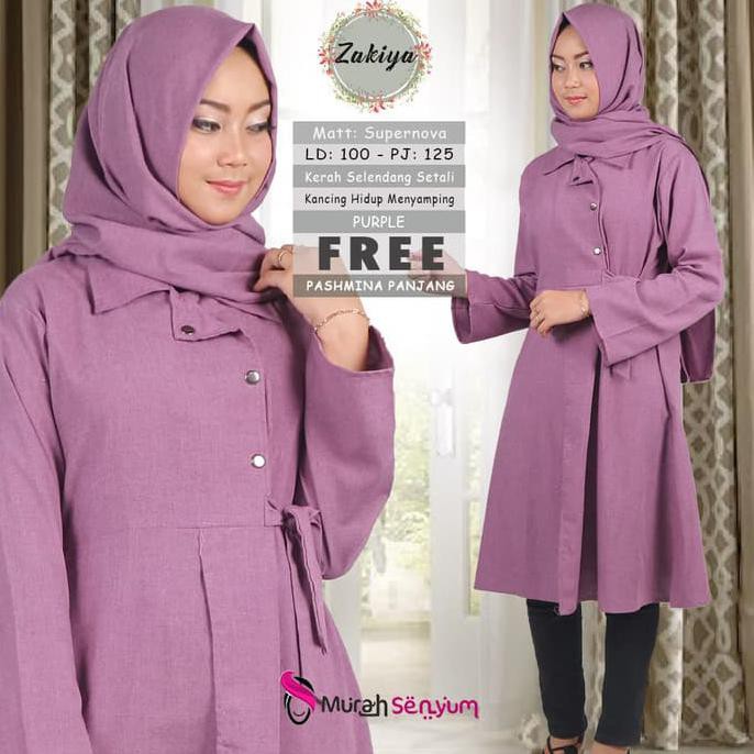 Tunik Baju Atasan Wanita Muslim Baju Blus Wanita Jumbo Zakiya Hijab - Merah