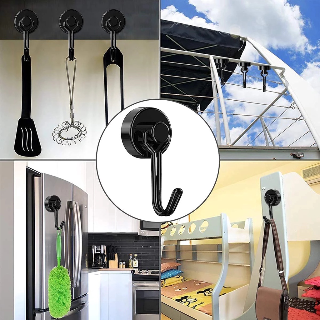 Kait Magnetik Tugas Berat, Kait Magnetik 360 Derajat, Kait Magnet Neodymium Kuat, Kait untuk Kulkas, Gantungan Handuk, Aksesori Penyimpanan Rumah