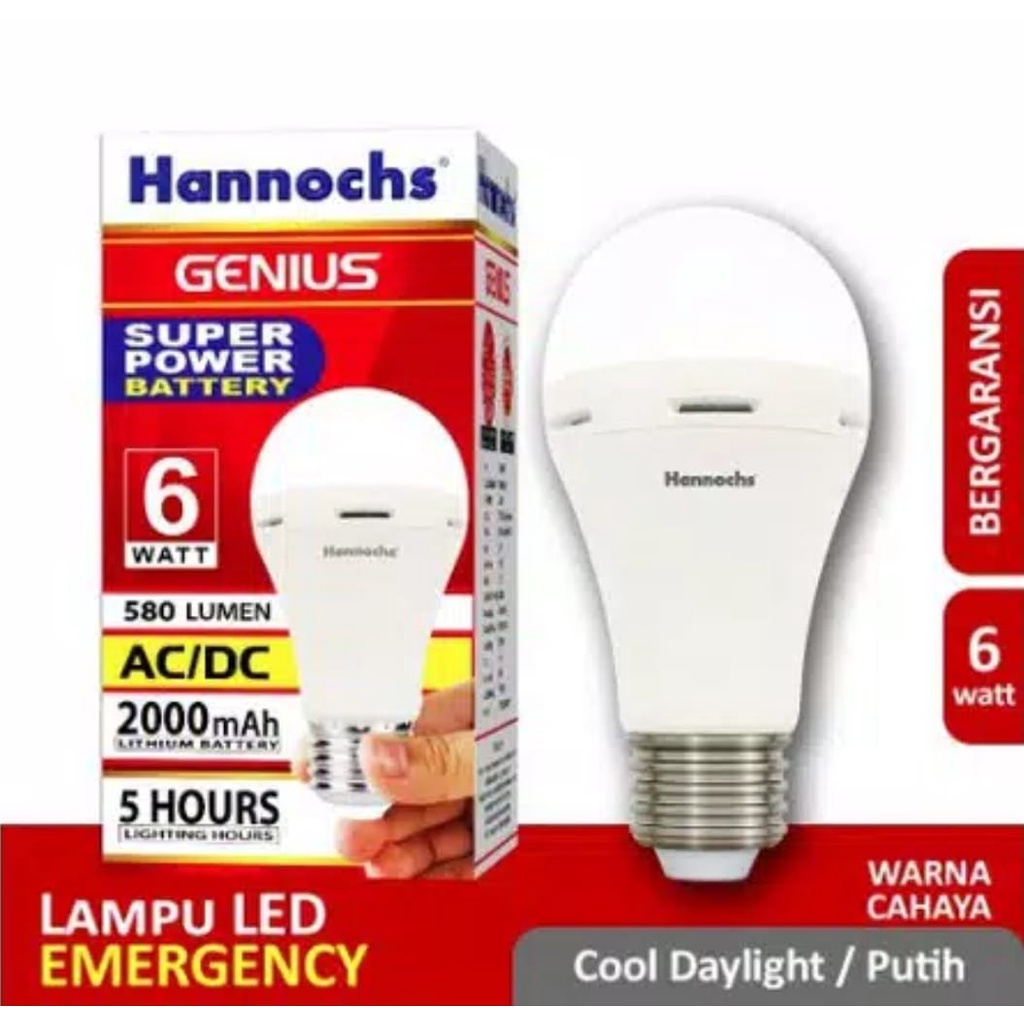 Hannochs Lampu Emergency Led AC/DC Genius 6 watt