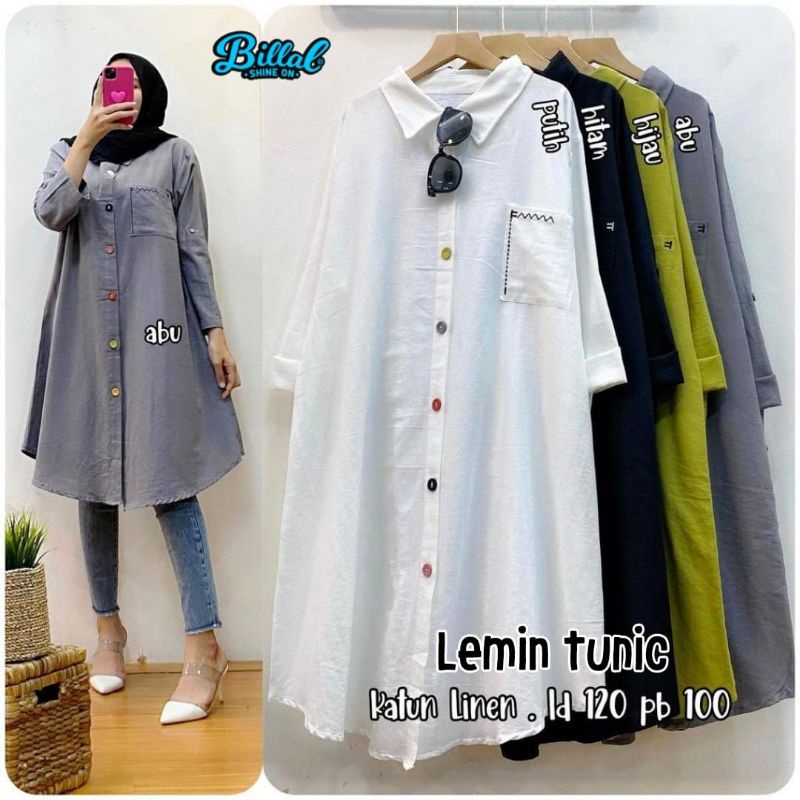 ATASAN WANITA MUSLIM BAHAN LINEN LD 122 LEMIN TUNIC Y BILLAL